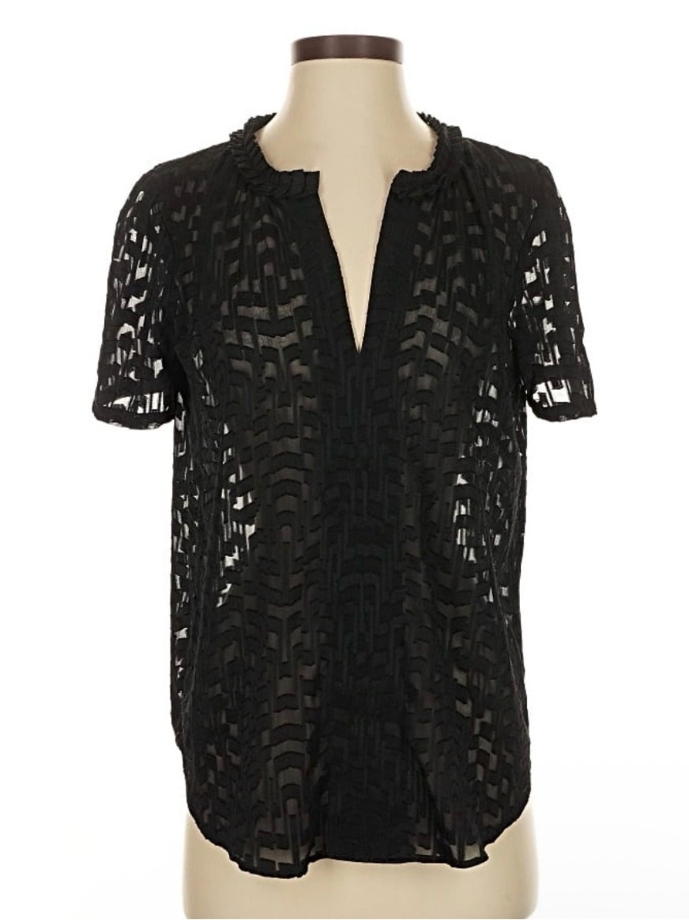 Ann Taylor | Black Sheer Patterned Top, SP